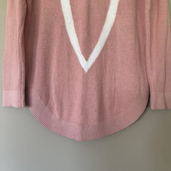 Pink Heart Sweater Kate & Sam Women M Preppy Fun Valentine Soft Boat Neck Cozy - Picture 5 of 7